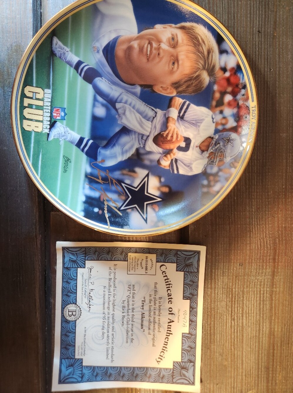Dallas Cowboys Troy Aikman Collector Plate - Blue & White